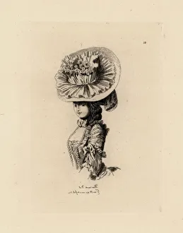 Woman in bonnet wtih flowers, era of Marie Antoinette Woman in bonnet wtih flowers, era of Marie Antoinette