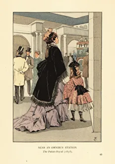 Woman and child near an omnibus station, Paris, 1875 Woman and child near an omnibus station, Paris, 1875