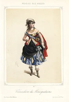 Woman in costume as a sutler to the musketeers Woman in costume as a sutler to the musketeers