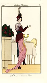 Woman in evening gown for dinner at Bois Woman in evening gown for dinner at Bois