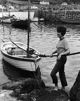 Woman in harbour, Coverack, Cornwall Woman in harbour, Coverack, Cornwall