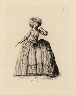 Woman in hooped dress, era of Marie Antoinette Woman in hooped dress, era of Marie Antoinette