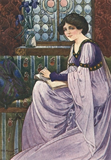 Woman in a mauve dress, Art Nouveau style Woman in a mauve dress, Art Nouveau style