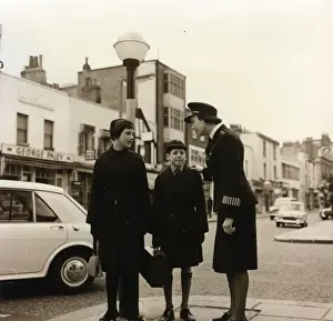 Woman Police Officer on Traffic Duty Print, circa 1960s