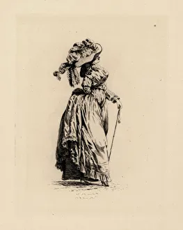 Woman in promenade dress, era of Marie Antoinette Woman in promenade dress, era of Marie Antoinette