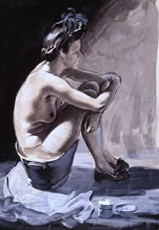 Pin Up Girl 1940s Prints: Woman washing by David Wright
