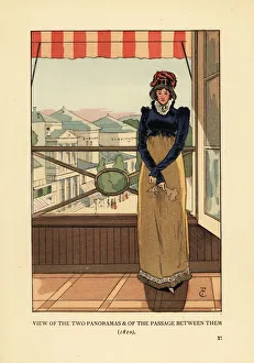 Woman at window overlooking the Panoramas, Paris, 1810 Woman at window overlooking the Panoramas, Paris, 1810