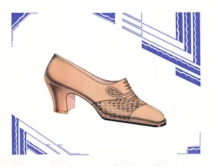 Woman's brogue shoe design in brown leather, 1930 Woman's brogue shoe design in brown leather, 1930