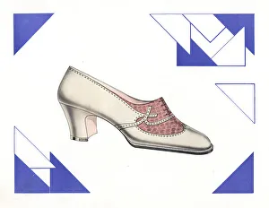 Woman's brogue shoe design in ivory leather, 1930 Woman's brogue shoe design in ivory leather, 1930