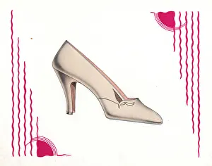Woman's high-heel shoe design in beige leather Woman's high-heel shoe design in beige leather