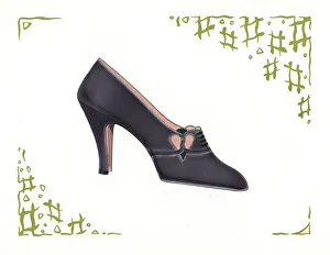 Woman's shoe design in dark purple leather, 1930 Woman's shoe design in dark purple leather, 1930