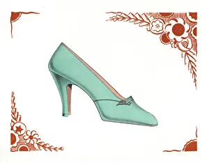 Woman's shoe design in jade green leather Woman's shoe design in jade green leather