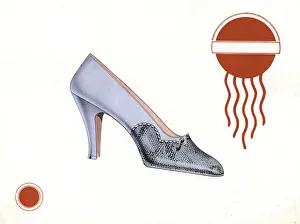 Woman's shoe design in lilac leather and snakeskin, 1930 Woman's shoe design in lilac leather and snakeskin, 1930