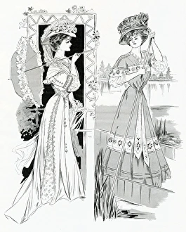 Two women in summer clothing for Henley Regatta 1907 Two women in summer clothing for Henley Regatta 1907