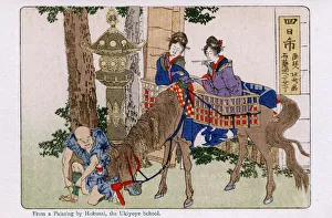Two women travelers by Katsushika Hokusai Two women travelers by Katsushika Hokusai