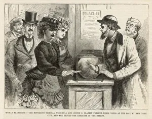 Women trying to vote at New York polling station, 1871 Women trying to vote at New York polling station, 1871