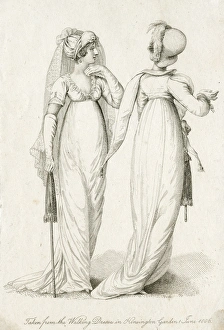 Two women in walking dresses, Kensington Gardens Two women in walking dresses, Kensington Gardens