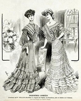 Two women wearing evening dresses 1904 Two women wearing evening dresses 1904