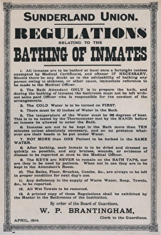 Workhouse Bathing Regulations, Sunderland, County Durham Workhouse Bathing Regulations, Sunderland, County Durham