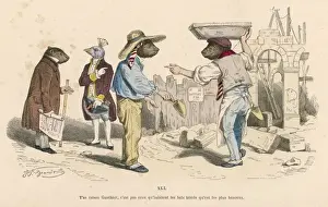 Building Construction Process Prints: Workmen on Buildingsite