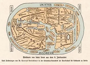Medieval World Maps Prints: World Map / St Sever 11C