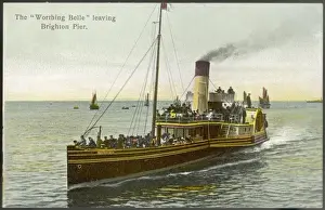 Worthing Belle Print: Paddle-Steamer at Brighton Pier