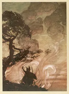 Brunnhilde Opera Prints: Wotan at the Pyre