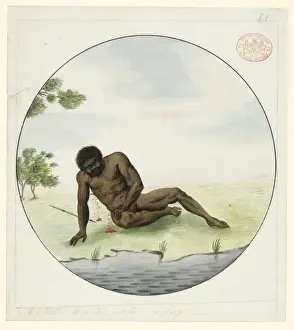 Aboriginal Art Australia Prints: Wounded aboriginal man in a classical pose