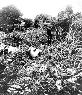 The wreckage of a German Zeppelin shot down over Essex The wreckage of a German Zeppelin shot down over Essex