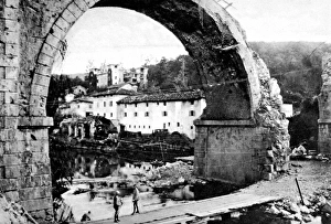 A wrecked bridge over the Vippacco river, Italy A wrecked bridge over the Vippacco river, Italy