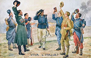 WW1 Allegory - The Allies greet the arriving Italian Soldier WW1 Allegory - The Allies greet the arriving Italian Soldier