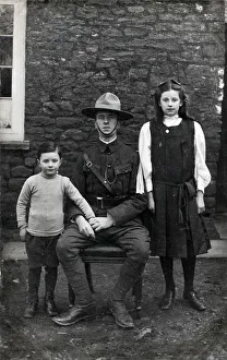 WW1 - Canadian Mountie with his two children WW1 - Canadian Mountie with his two children