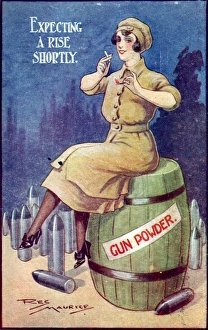 WW1 cartoon on postcard - munition worker WW1 cartoon on postcard - munition worker