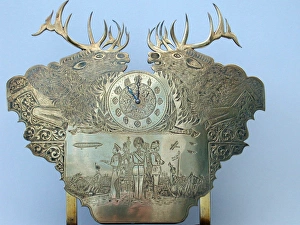 WW1 clock with caribou head decoration WW1 clock with caribou head decoration