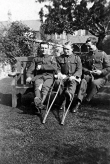 WW1 - Kempston Hospital - men with crutches WW1 - Kempston Hospital - men with crutches