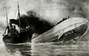 WW1 - The King Stephen fishing boat and Zeppelin L19, 1916 WW1 - The King Stephen fishing boat and Zeppelin L19, 1916