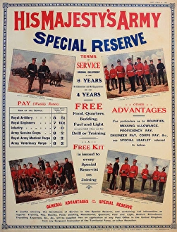 WW1 poster, His Majestys Army Special Reserve WW1 poster, His Majestys Army Special Reserve