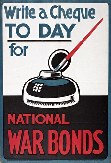 WW1 Poster, Write a Cheque Today for National War Bonds WW1 Poster, Write a Cheque Today for National War Bonds