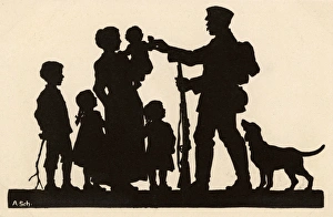 WW1 - Silhouette - A German soldier departing for the war WW1 - Silhouette - A German soldier departing for the war