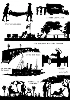 WW1 silhouettes, wounded soldiers and medical care WW1 silhouettes, wounded soldiers and medical care