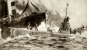 WW1 - U-14 rammed by British steam trawler, the Oceanic II WW1 - U-14 rammed by British steam trawler, the Oceanic II