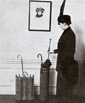 WW1 wicker shell cases recycled as umbrella stands, 1915 WW1 wicker shell cases recycled as umbrella stands, 1915