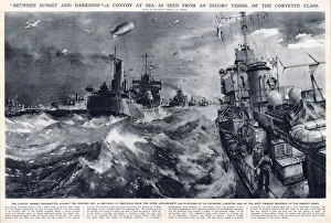 WW2 - Atlantic Convoy at sea as seen from an escort Corvette WW2 - Atlantic Convoy at sea as seen from an escort Corvette