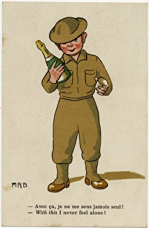 WW2 - British soldier with a bottle of fine French Bubbly WW2 - British soldier with a bottle of fine French Bubbly