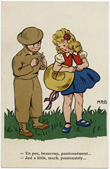 WW2 - British soldier checks his chances using flower petals WW2 - British soldier checks his chances using flower petals