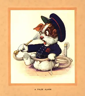 Firefighter Prints: WW2 Christmas Card Print: A False Alarm, 1941