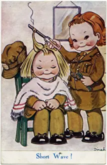 Auxiliary Territorial Service ATS Prints: WW2 Comic Postcard - Short Wave