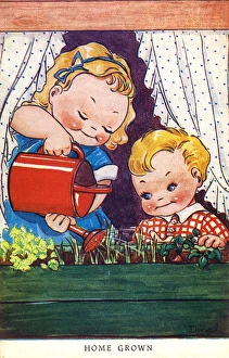 WW2 era - Comic Postcard - Home Grown WW2 era - Comic Postcard - Home Grown