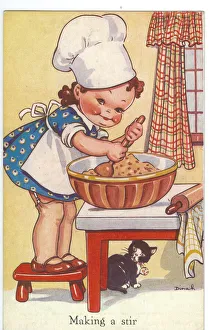 WW2 era - Comic Postcard - Making a Stir WW2 era - Comic Postcard - Making a Stir