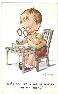 WW2 era - Comic Postcard - Oh, I do like a bit of butter WW2 era - Comic Postcard - Oh, I do like a bit of butter